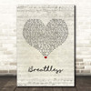 Shayne Ward Breathless Script Heart Song Lyric Print
