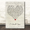 Silencers I Want You Script Heart Song Lyric Print