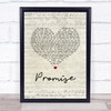 Slash Promise Script Heart Song Lyric Print