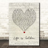 Suede Life is Golden Script Heart Song Lyric Print