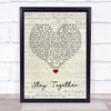 Suede Stay Together Script Heart Song Lyric Print