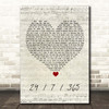Surfaces 24 7 365 Script Heart Song Lyric Print