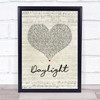 Taylor Swift Daylight Script Heart Song Lyric Print