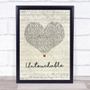 Taylor Swift Untouchable Script Heart Song Lyric Print