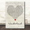 Taylor Swift Wonderland Script Heart Song Lyric Print