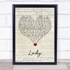 Teddy Pendergrass Lady Script Heart Song Lyric Print