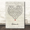 The Bachelors Diane Script Heart Song Lyric Print