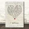 The Bachelors I Believe Script Heart Song Lyric Print