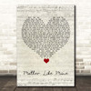 The Band Perry Mother Like Mine Script Heart Song Lyric Print