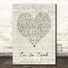 The Beatles Im So Tired Script Heart Song Lyric Print