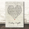 The Darkness Friday Night Script Heart Song Lyric Print