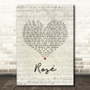 The Feeling Rosé Script Heart Song Lyric Print