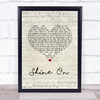 The Kooks Shine On Script Heart Song Lyric Print