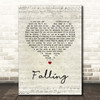 The Lumineers Falling Script Heart Song Lyric Print