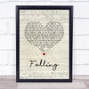 The Lumineers Falling Script Heart Song Lyric Print