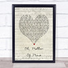 The Temptations Oh, Mother Of Mine Script Heart Song Lyric Print