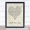 Tom Walker Wait for You Script Heart Song Lyric Print