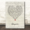 U2 Desire Script Heart Song Lyric Print