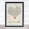 U2 One Tree Hill Script Heart Song Lyric Print