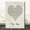 Usher My Boo Script Heart Song Lyric Print