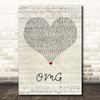 Usher OMG Script Heart Song Lyric Print