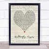 Bob Carlisle Butterfly Kisses Script Heart Song Lyric Print
