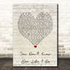 Brantley Gilbert You Don't Know Her Like I Do Script Heart Song Lyric Print