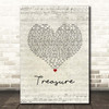 Bruno Mars Treasure Script Heart Song Lyric Print
