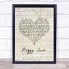 Buddy Holly Peggy Sue Script Heart Song Lyric Print