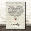 Cameo Candy Script Heart Song Lyric Print