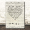 Cas Stonehouse Made Of You Script Heart Song Lyric Print