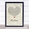 Colbie Caillat Realize Script Heart Song Lyric Print