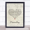 Coldplay Miracles Script Heart Song Lyric Print