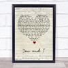 Crystal Gayle, Eddie Rabbitt You and I Script Heart Song Lyric Print
