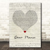 2Pac Dear Mama Script Heart Song Lyric Print