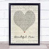 Eminem Beautiful Pain Script Heart Song Lyric Print