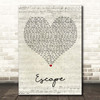 Enrique Iglesias Escape Script Heart Song Lyric Print