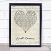 Eurythmics Sweet Dreams Script Heart Song Lyric Print