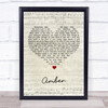 311 Amber Script Heart Song Lyric Print