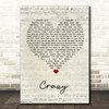 Gnarls Barkley Crazy Script Heart Song Lyric Print