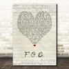 Green Day F.O.D. Script Heart Song Lyric Print