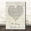 Hannah Montana I'll Always Remember You Script Heart Song Lyric Print