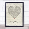 All Time Low Weightless Script Heart Song Lyric Print