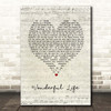 Hurts Wonderful Life Script Heart Song Lyric Print