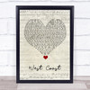 Imagine Dragons West Coast Script Heart Song Lyric Print
