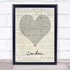Jacquees London Script Heart Song Lyric Print