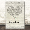 Jake Bugg Broken Script Heart Song Lyric Print