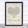 Jason Aldean Ft Kelly Clarkson Don't You Wanna Stay Script Heart Song Lyric Print