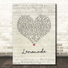 Jeremy Passion, Melissa Polinar & Gabe Bondoc Lemonade Script Heart Song Lyric Print