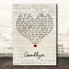 John Power Goodbye Script Heart Song Lyric Print